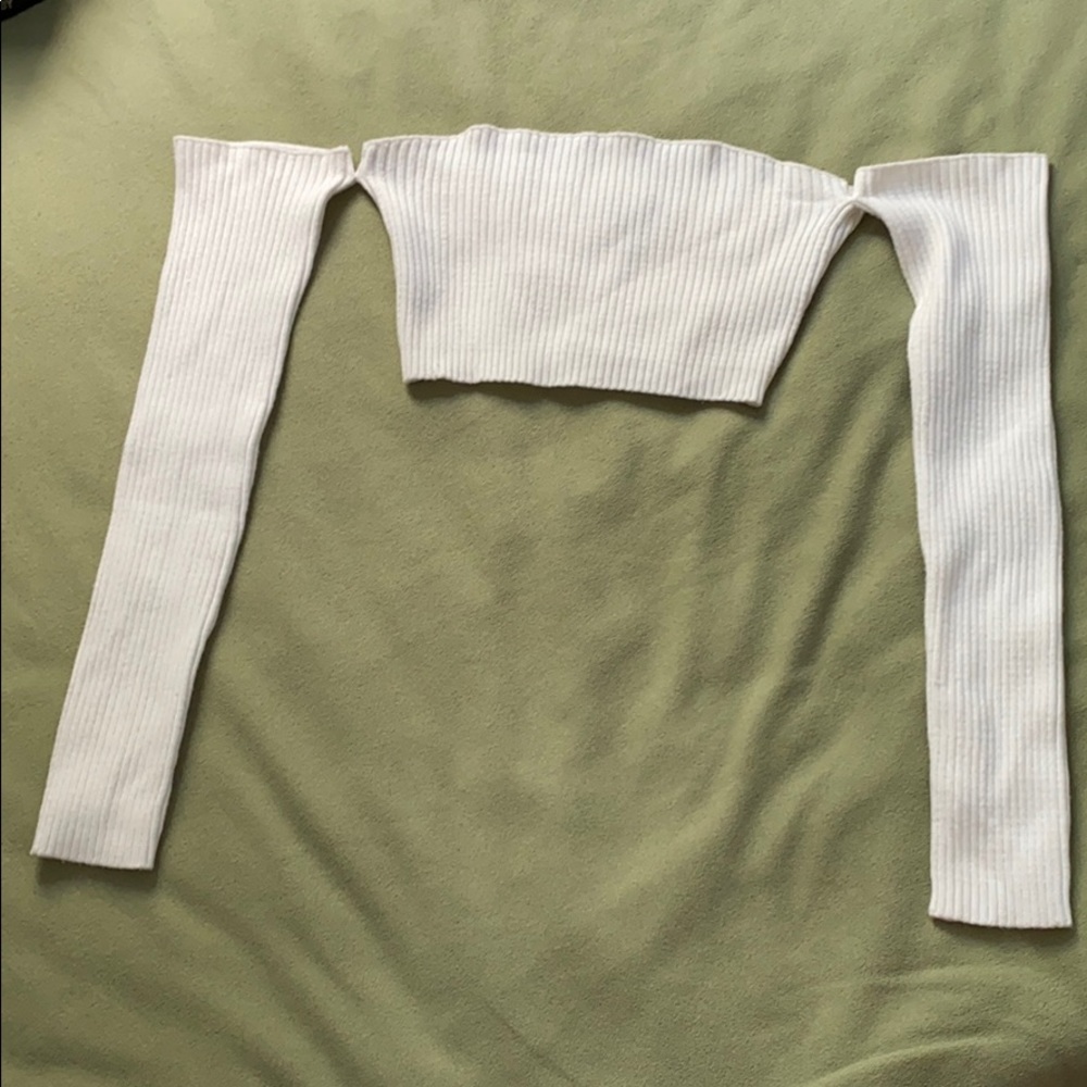 White Off the Shoulder Crop Top